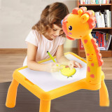 Masa Muzicala de Desen pentru copii cu Proiector, model Girafa, culoare Roz, 24 imagini, AVX-WT-222-2-YELLOW-GIRAFFE