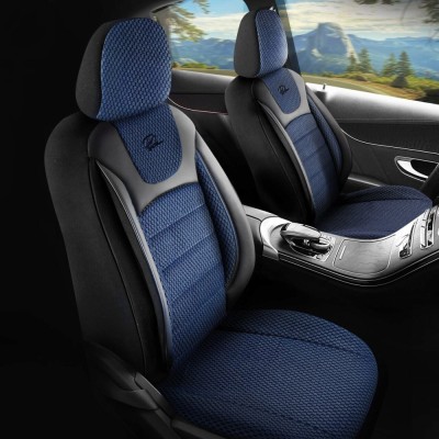 Set Huse Scaune Auto pentru Audi A3 - Prestige, negru albastru, 11 piese foto