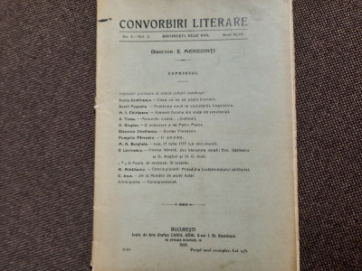 CONVORBIRI LITERARE NR 5/VOL 2--1910 RF11/2 foto