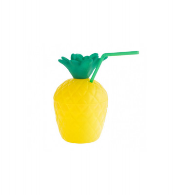 Pahar din plastic cu pai in forma de ananas pentru diferite petreceri foto