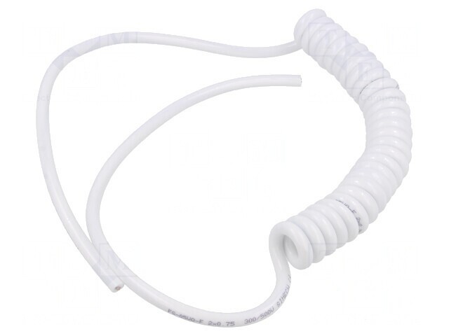 Cablu spiralat alb 2x0,75mm2 PUR 0,2m