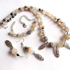 Set bijuterii agate, set colier, bratara reglabila si cercei 41594