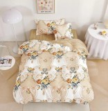 Cumpara ieftin Lenjerie De Pat Conjuring Xc038, Bumbac, 4 Piese, Cu Elastic, Bej, Imprimeu