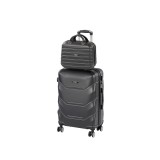 Set valize Leziter TraveLux Max III, ABS, negru &ndash; troler mediu 60L + bagaj de mana 11L
