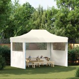 VidaXL Cort de petrecere pliabil cu 3 pereți, crem, 3 x 4 m, oțel 48893
