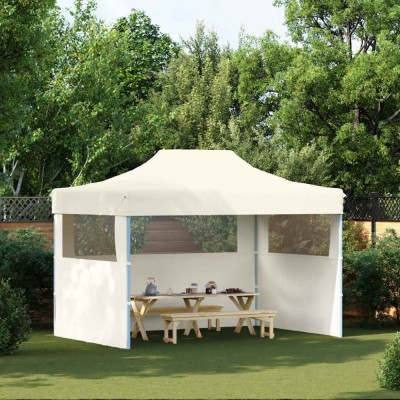 vidaXL Cort de petrecere pliabil cu 3 pereți, crem, 3 x 4 m, oțel 48893 foto