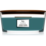 Woodwick Evergreen Cashmere lum&acirc;nare parfumată cu fitil din lemn (hearthwick) 453,6 g