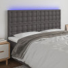 Tablie de pat cu LED, gri, 180x5x118/128 cm, piele ecologica GartenMobel Dekor, vidaXL