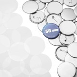 Set 200 componente pentru insigne personalizate 58 mm, blank-uri metalice cu ac de siguranta si folie transparenta, compatibile cu presa pentru ecusoa