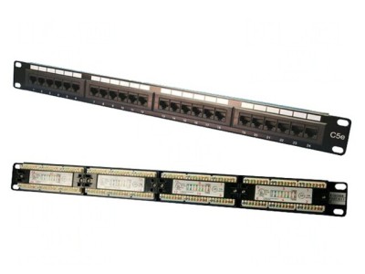 Patch Panel Negru RJ45 24 Porturi Cat 5e foto