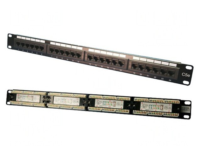 Patch Panel Negru RJ45 24 Porturi Cat 5e