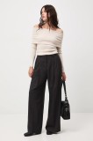 Medicine pantaloni din lana culoarea gri, lat, high waist