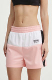 Moschino Jeans pantaloni scurti femei, culoarea roz, modelator, high waist