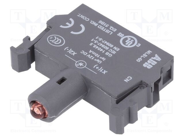 Element de iluminare ABB 22mm LED roșu 12V DC frontală