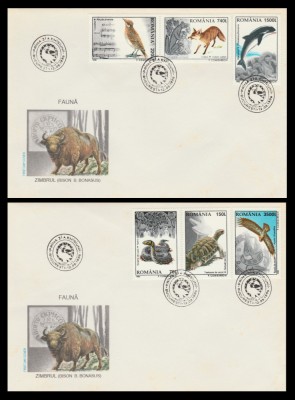 1996 Romania - 2 FDC Fauna LP 1420, animale salbatice foto