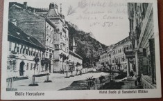 Carte postala, Baile Herculane, Hotel Dacia si Sanatoriul Militar, 1930