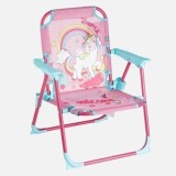 Scaun pliabil pentru copii cu model Unicorn, 33x34x47cm, Roz, CMCLASS