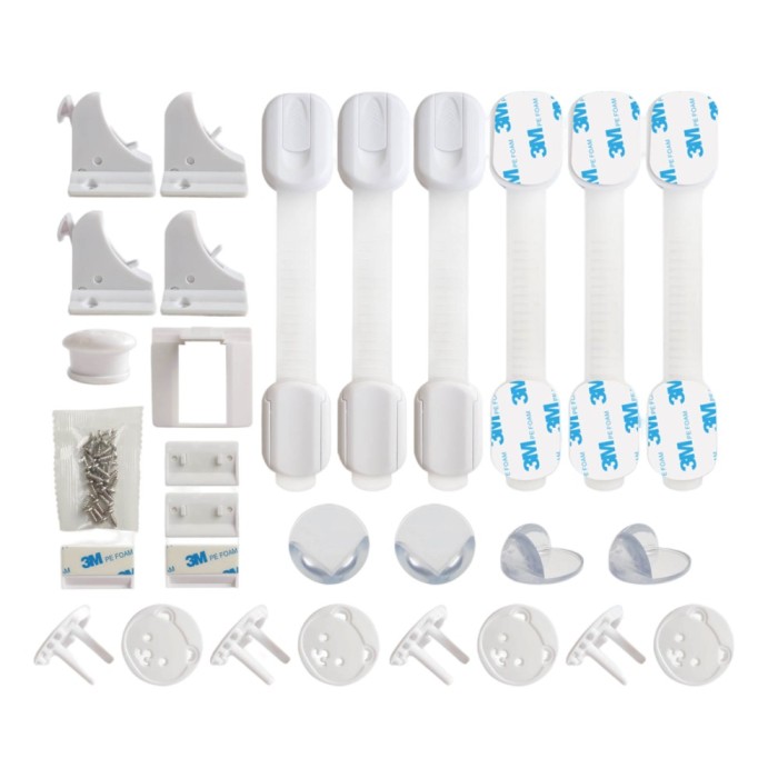 Set complet 22 piese pentru siguranta copiilor, protectii mobilier si prize, blocatore sertare, dulapuri, incuietori magnetice invizibile, protectii c