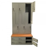 Vestiar metalic Premium Asamblat 12 usi Z (6 usi imbracaminte + 6 usi incaltaminte) si bancuta, 1050x800x2156 mm (LxlxH), PLUS