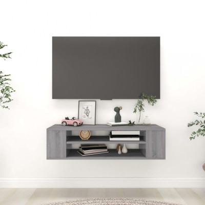 Gossi dulap tv suspendat, gri sonoma, 100x30x26,5 cm, lemn prelucrat foto