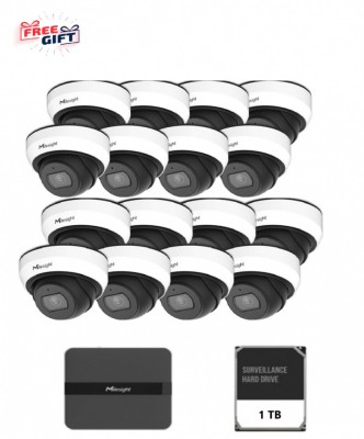 Kit supraveghere video Milesight 16 camere Dome MS-C2973-PD + 1 NVR MS- N5016-PE foto