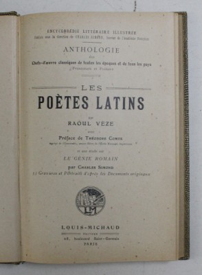 LES POETES LATINES par RAOUL VEZE , EDITIE INTERBELICA foto