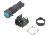 Comutator Acționat prin Apăsare 16mm Verde