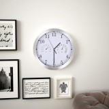 VidaXL Ceas perete, mecanism cuarț, higrometru/termometru, alb, 30 cm