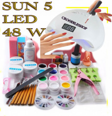 kit unghii false cu 12 gel color set manichiura lampa uv LED 48 W foto