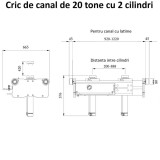 Cric de canal cu doua pistoane 20 tone