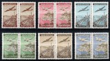 Iugoslavia Yugoslavia 1947, Mi #515-520 I+II, Posta Aeriana, avioane, perechi chirilic + latin, MNH, cota 60 &euro;!