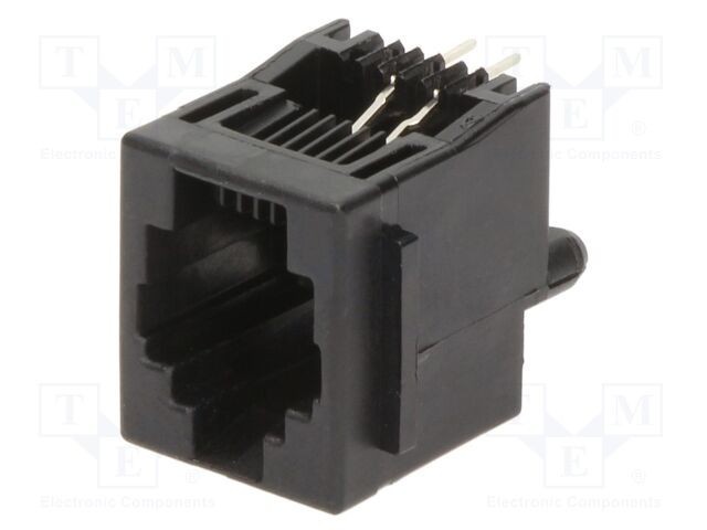 Conector TE Connectivity RJ14 soclu 6p4c 4 pini drept cu blocare panou THT