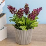 Ghiveci Decorativ cu Planta Artificiala cu Flori Roz, Taupe, 6x14 cm, CMCLASS
