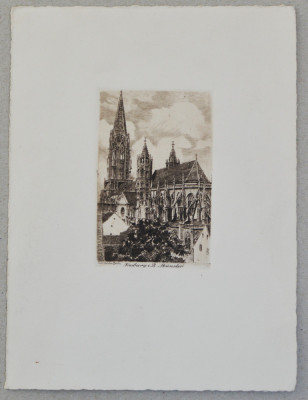 Carl Jander &amp;quot;Freiburg i.B. Munster&amp;quot; gravura foto