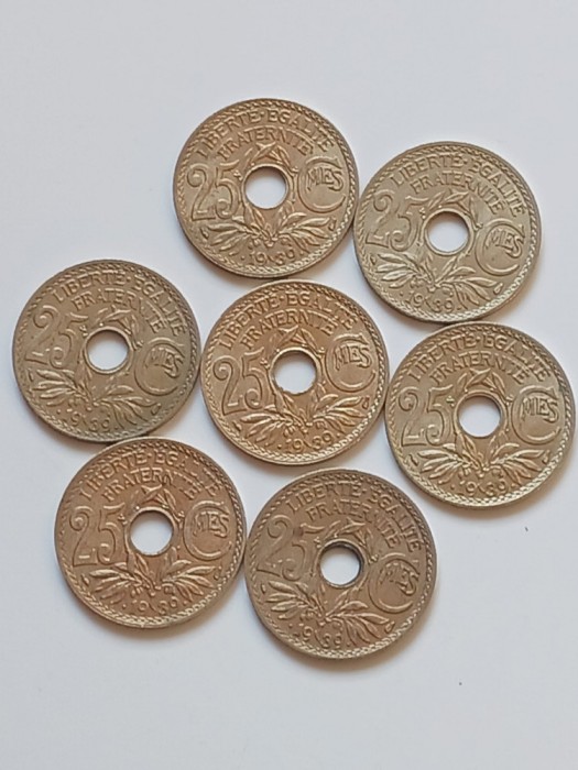 25 centimes 1939 aunc - 5 lei buc.