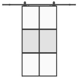 Cumpara ieftin Usa glisanta cu set de feronerie neagra sticla securizata