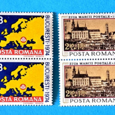 TIMBRE ROMANIA LP856+L.P.863/1974 EUROMAX+ZIUA MARCII -BLOC DE 4 -MNH