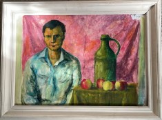 Tablou / lucrare VINTILA G. Marian, 70 x 50, acrilic pe carton subtire, stampila Universitatea de Arta Bucuresti pictor roman arta romaneasca