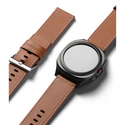 Curea pentru Fossil Hybrid 24mm / Mobvoi TicWatch Pro 5 / Suunto 9 / Suunto 9 Baro / Suunto D5 - Ringke Leather One Basic Bold - Brown foto