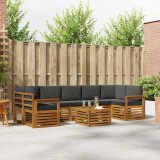 vidaXL Set de canapele de exterior cu pernă 8 pcs Natural și Antracit 3374517