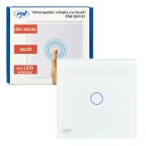 Resigilat : Intrerupator simplu cu touch PNI SH101 din sticla, alb cu LED indicato