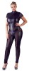 Salopeta Dama Cottelli Collection Plus Size XL Neagra cu Plasa Eleganta, Guler Inalt si Fermoar