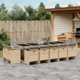 Gossi set mobilier gradina cu perne, 15 piese, bej combinat poliratan