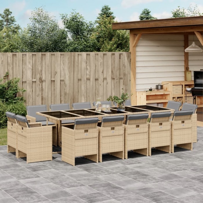 Gossi set mobilier gradina cu perne, 15 piese, bej combinat poliratan