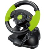 Set volan si pedale gaming, Esperanza EG104, Pentru PC/ PS3/XBOX 360, Negru/Verde