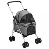Cărucior Pliabil C&acirc;ini vidaXL Gri 76x50x100cm, Țesătură Oxford, Suport Pahar, Transport Animale, Plasa Respirabila, Max 15kg