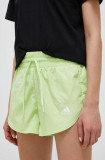 Cumpara ieftin Adidas pantaloni scurti femei, culoarea verde, cu imprimeu, medium waist