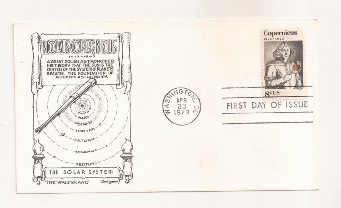 P7 FDC SUA- Nicolaus Copernicus -First day of Issue, necirc. 1973