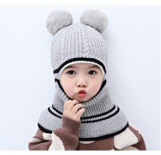 Caciulita gri dublata tip cagula (Marime Disponibila: 9-12 luni (Marimea 20