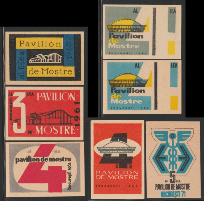 1960-1971 Pavilionul de Mostre - Serie 7 etichete chibrituri romanesti RPR - RSR